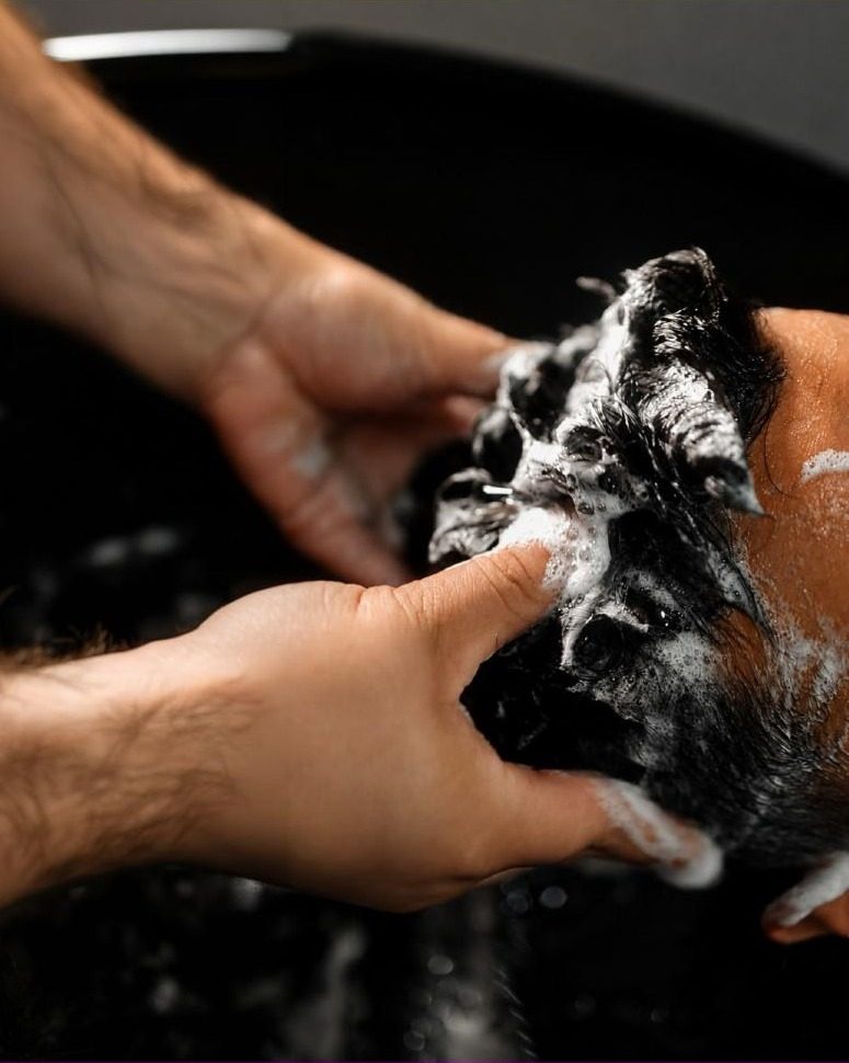 Hair wash at the basin